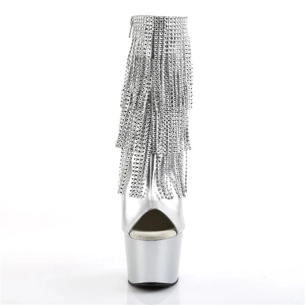 Décolleté con nappe elettrolitico di marca 17CM Tacchi alti sottili Stivaletti Pole Dance Modello da discoteca Passerella Scarpe da donna con plateau