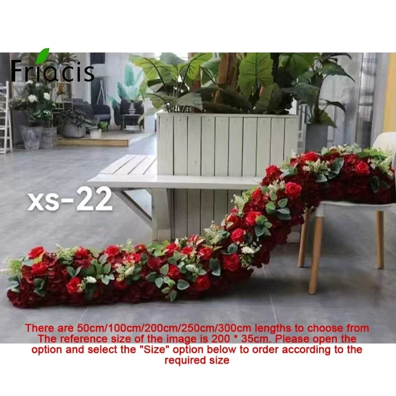 Event Table Floral Strip Silk Flower Row Wedding Backdrop Wall Decor Runner Arrangement Party Arch Deco Floral Celebration Props