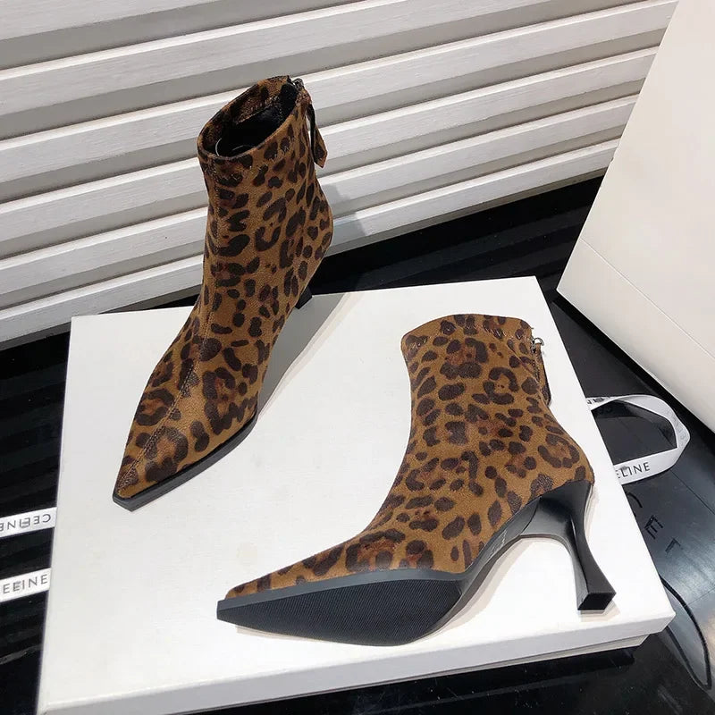 Stivaletti Animalier con Tacco Alto