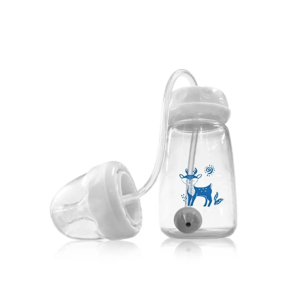 New 5oz/150ml Hands-Free Feeding Bottle Self-Feeding with Straw Brush Bottle Set Normal-Neck Gravity Ball Milk Storage Bottle