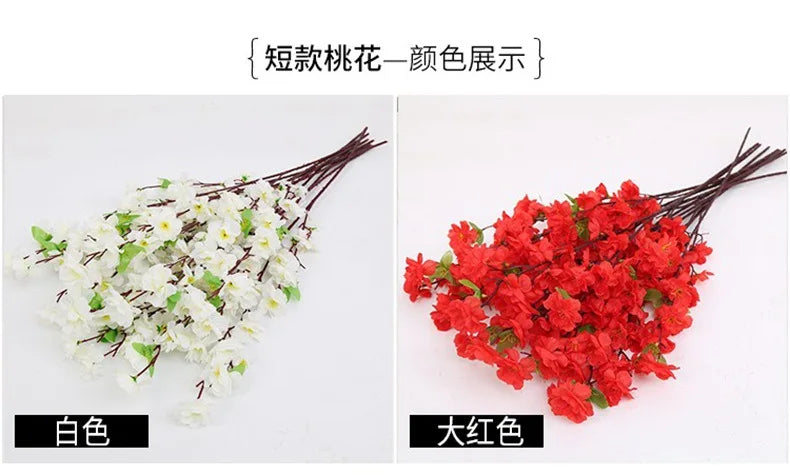 Adornos de melocotón artificiales para sala de estar, decoración de paisajismo de árbol falso de 65 cm, decoración de festival de flores falsas flexibles