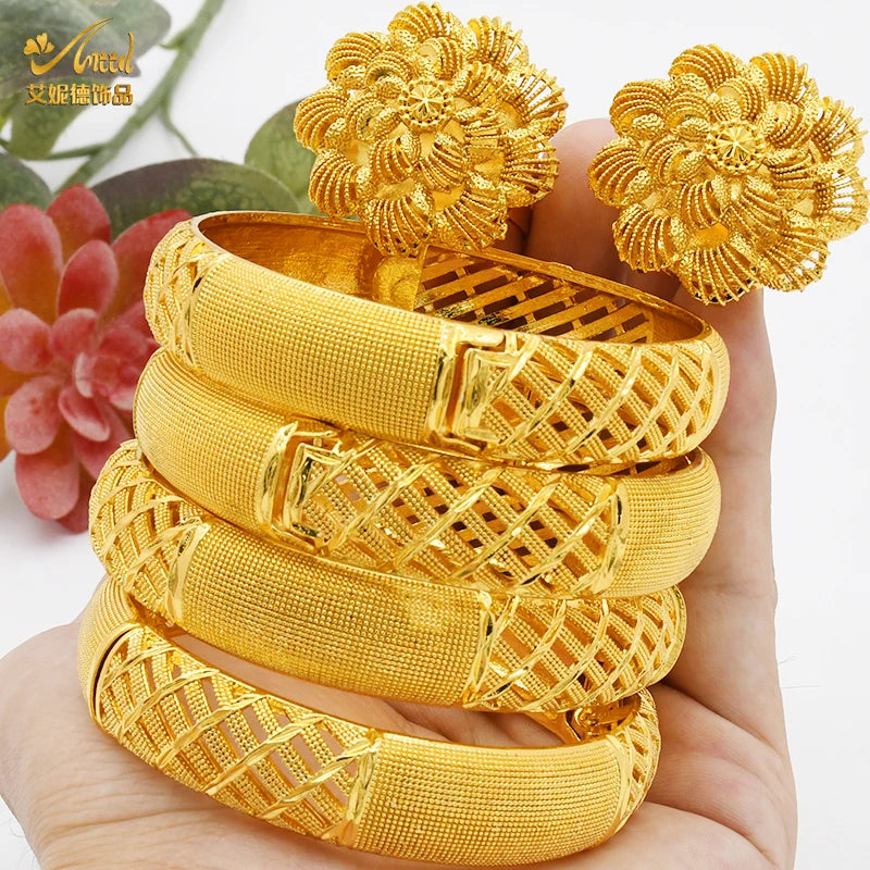 ANIID Bracciale con ciondoli da donna Bracciale in oro 24 carati Gioielli con fiori di Dubai Marchio di gioielli hawaiani etiopi di design africano