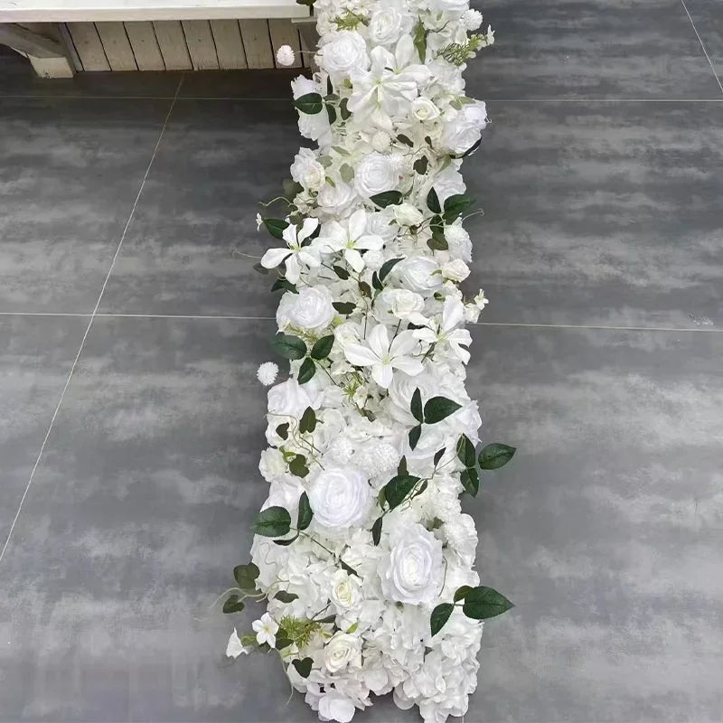 Event Table Floral Strip Silk Flower Row Wedding Backdrop Wall Decor Runner Arrangement Party Arch Deco Floral Celebration Props