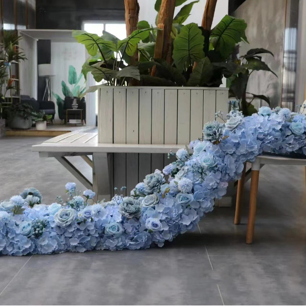 Custom Artificial Flowers Strips Arrangement Event Backdrop Arch Decor Wall Hanging Floral Row Table Sofa Runner Wedding Props