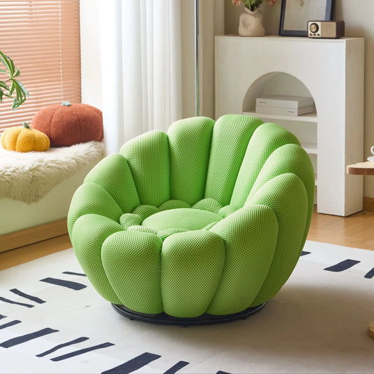 Nordic Cream Pumpkin-shape Lazy Sofa Chair, Rotating Creative Colorful Seat Can Lie Down and Sleep for Living Room Balcony Small