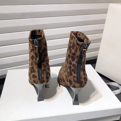 Stivaletti Animalier con Tacco Alto