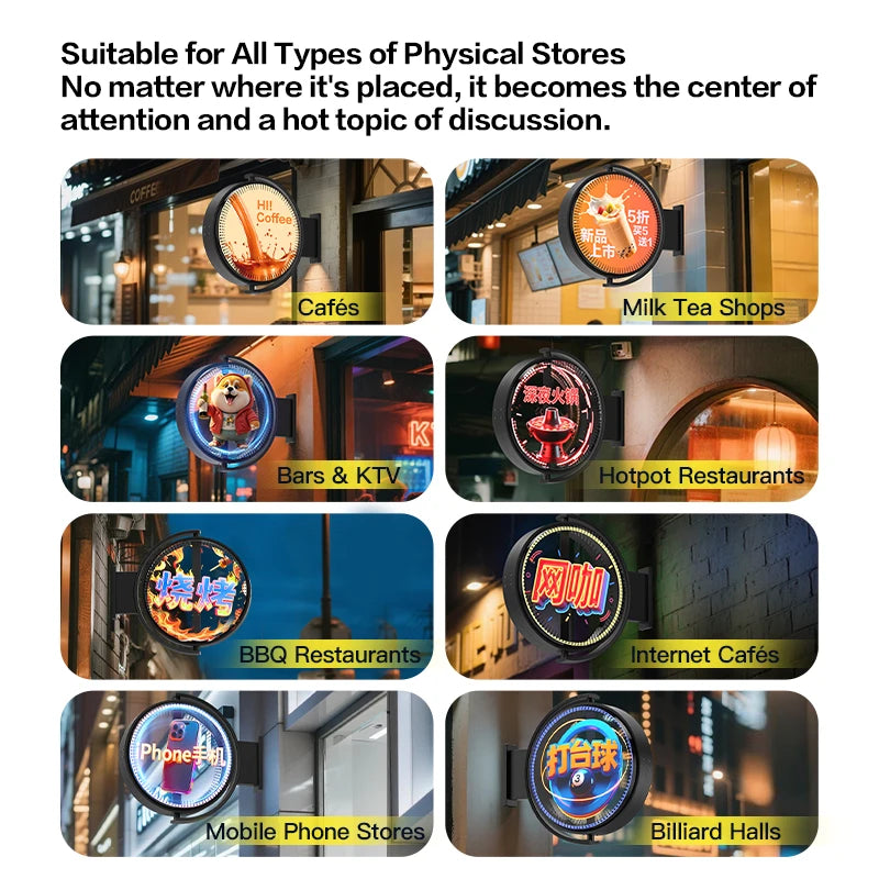 Outdoor Wall Mount Waterproof 3D Hologram LED Fan Display Single/Double Side Display 3D Hologram Advertising Equipment