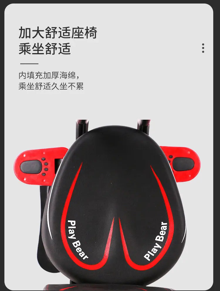 Electric Scooter Child Seat Adjustable Shock Seat Electric Vehicle Child Seat with Seat Belts Armrest and Foot Pedal Detachable