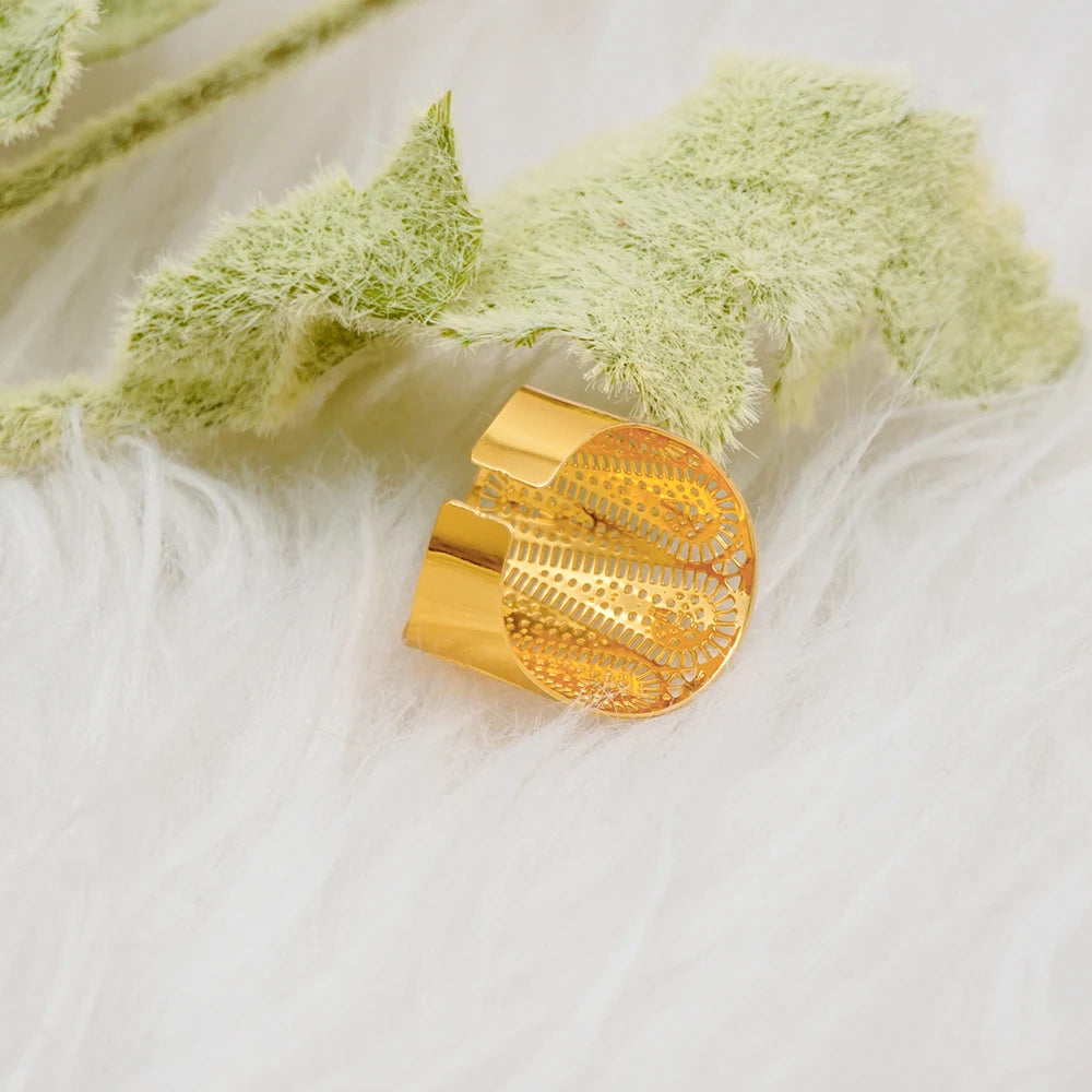 Bracciale color oro Dubai con anello per donna Bracciale con polsino a catena con ciondoli Bracciale indiano Arabo Francia Regali di gioielli da sposa