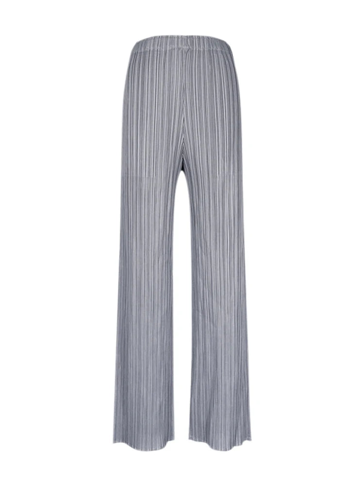 Pantaloni a vita alta a pieghe dritti larghi classici di design Miyake eleganti casual da donna primavera estate autunno disponibili