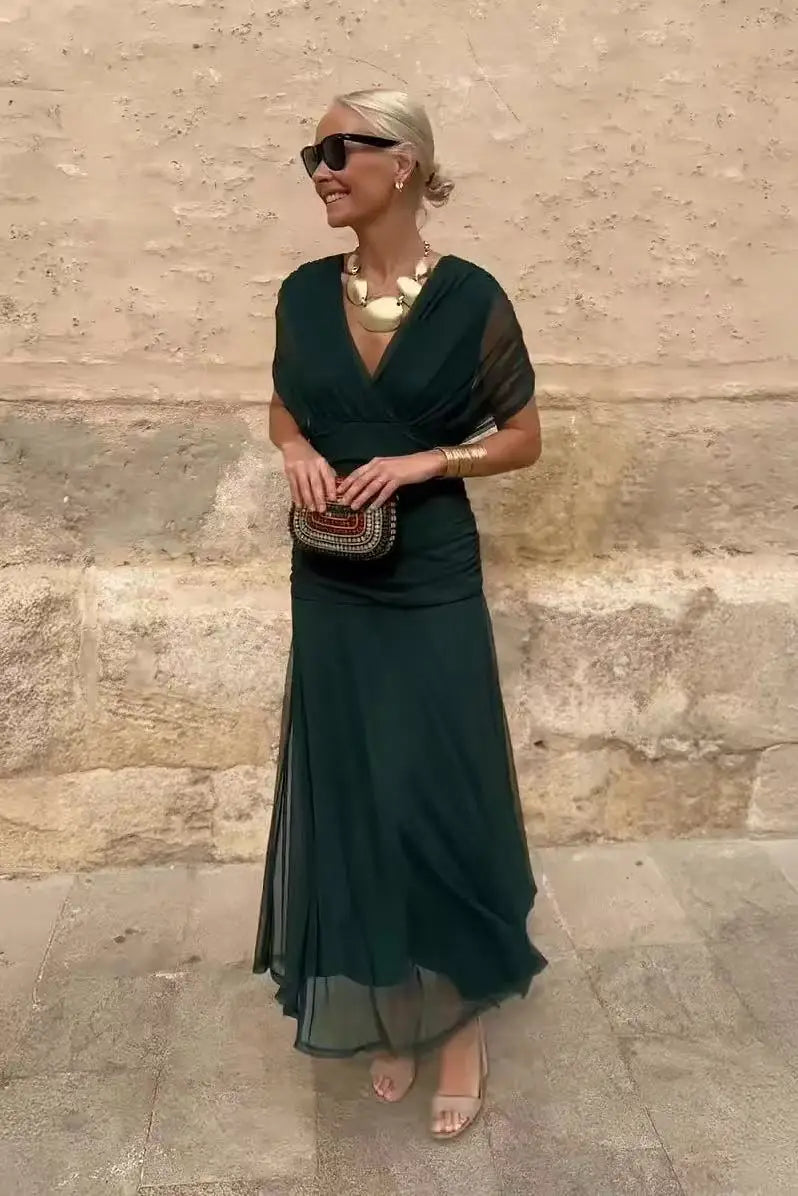 Abito Midi Estivo da Donna con Stampa in Rete e Spalline Sottili, Casual per Feste, Taglie EU e US