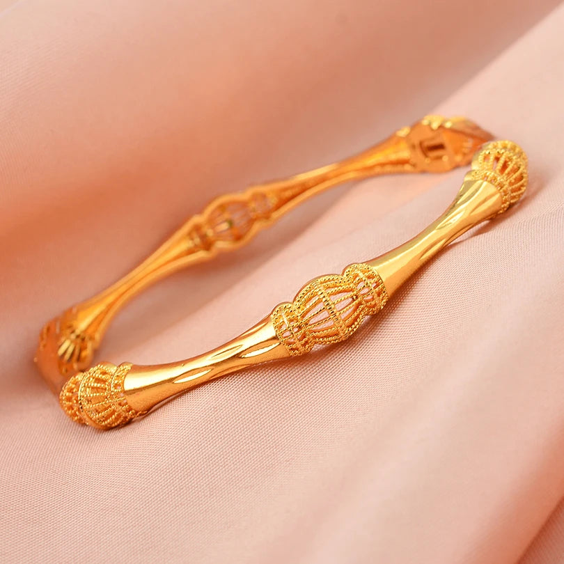 Bracciali color oro di Dubai per donne, bracciale etiope da sposa di Dubai, bracciale africano, gioielli arabi, bracciale con ciondoli dorati