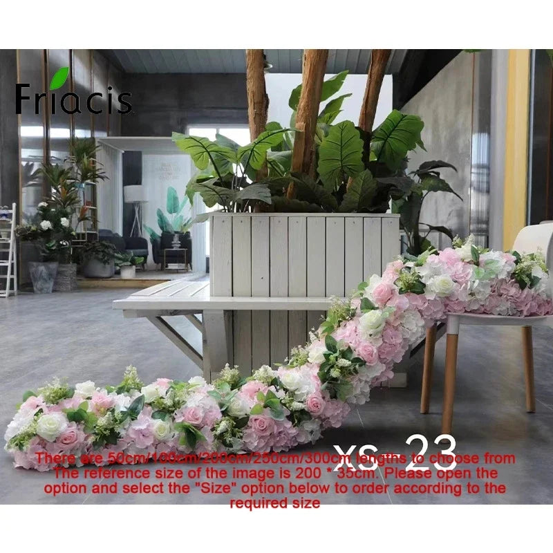 Event Table Floral Strip Silk Flower Row Wedding Backdrop Wall Decor Runner Arrangement Party Arch Deco Floral Celebration Props