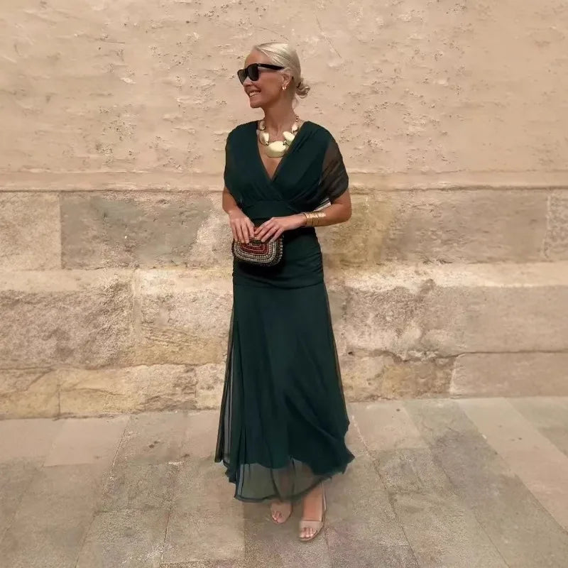 Abito Midi Estivo da Donna con Stampa in Rete e Spalline Sottili, Casual per Feste, Taglie EU e US