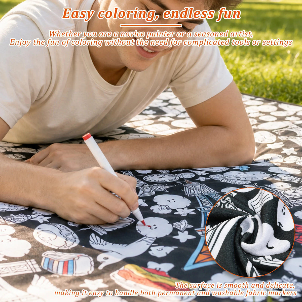 DIY Coloring Blanket Washable Reusable Fleece Throw Color Your Own Blanket Set with 24 Markers Kids Arts Crafts Gift