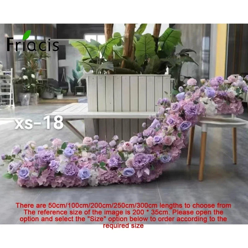 Event Table Floral Strip Silk Flower Row Wedding Backdrop Wall Decor Runner Arrangement Party Arch Deco Floral Celebration Props