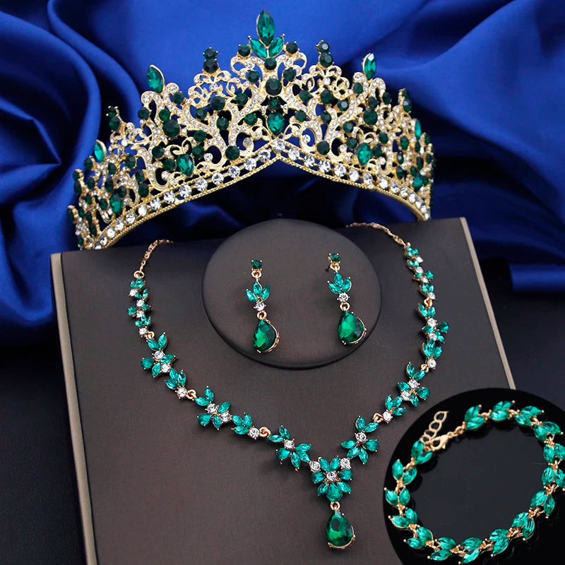 Set Gioielli Corona con Cristalli 4 Pezzi
