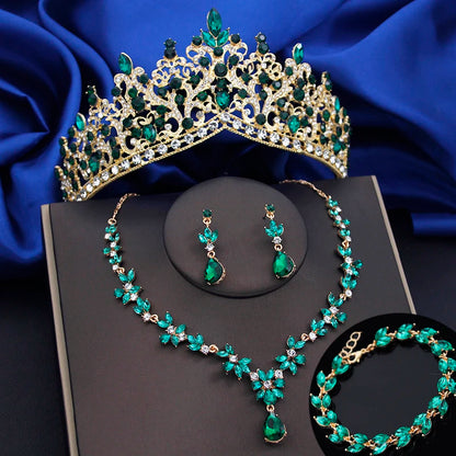 Set Gioielli Corona con Cristalli 4 Pezzi