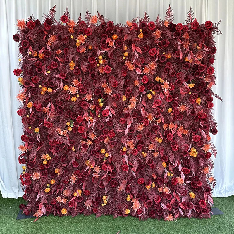 New 5D pink Feather Fabric Flower Wall Wedding Backdrop Decor Cloth Green Plants Wall Birthday Party Event Props Window Display
