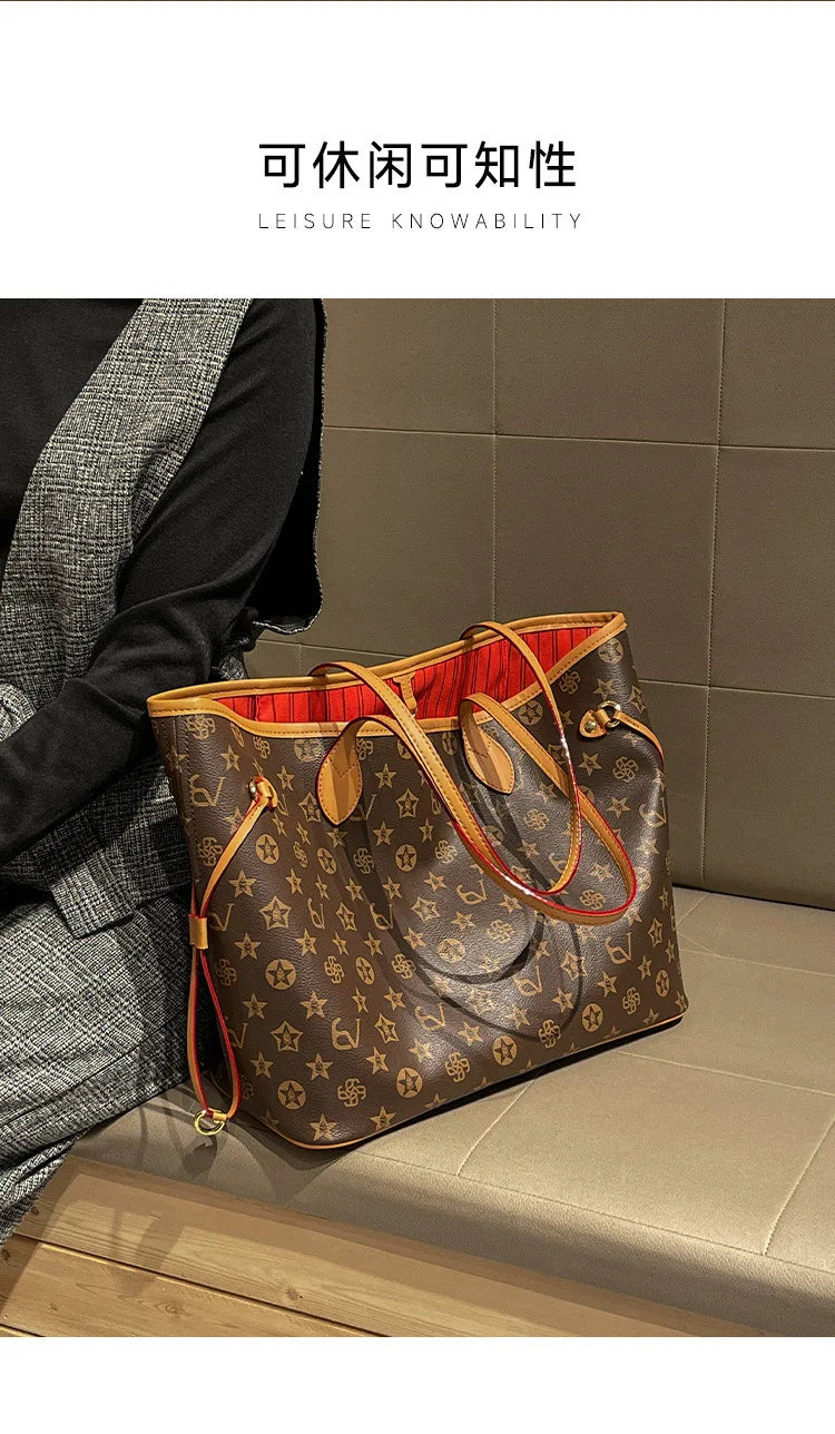 Elegante Borsa Fasciatoio in Pelle da Donna, Borsa a Tracolla Classica da Designer Parigino, Borsa a Spalla Grande Capacità da Donna, Popolare