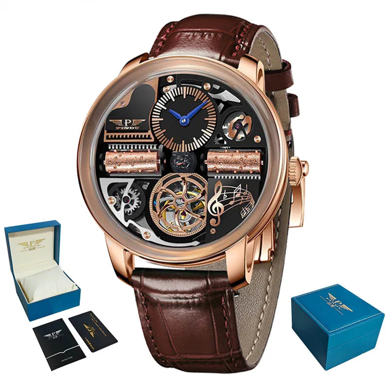 PINDU Design Nuovi orologi di lusso da uomo Business Fashion Orologi da polso meccanici automatici Orologio da uomo impermeabile Reloj Hombre P6655