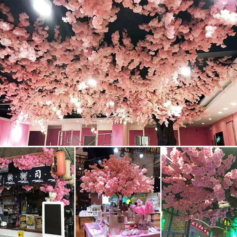 Artificial Cherry Branches Three Pronged Encrypted Peach Cherry Blossom Branch Wedding Arch Activity Living Room Home Decoration