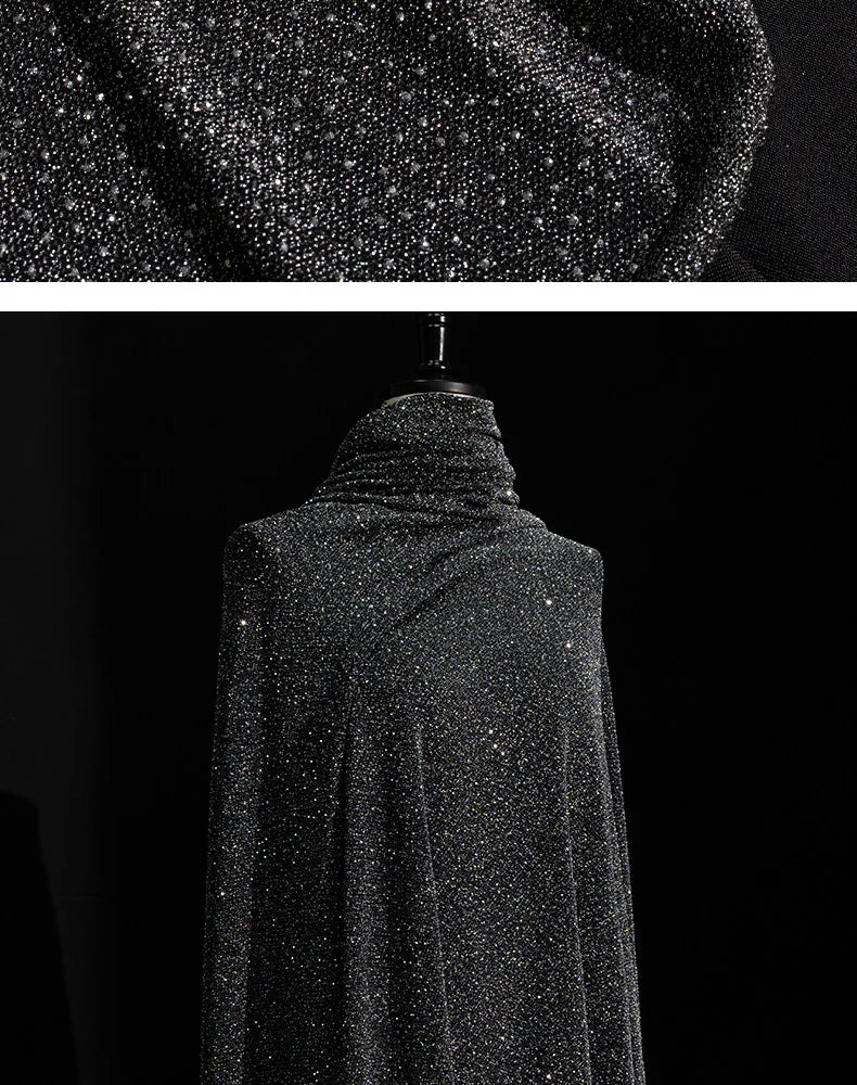 Tessuto Elasticizzato Vintage con Paillettes, Morbido e Delicato sulla Pelle, per Abiti da Sera e da Palcoscenico, Materiale per Artigianato e Abbigliamento, Vendita all'Ingrosso