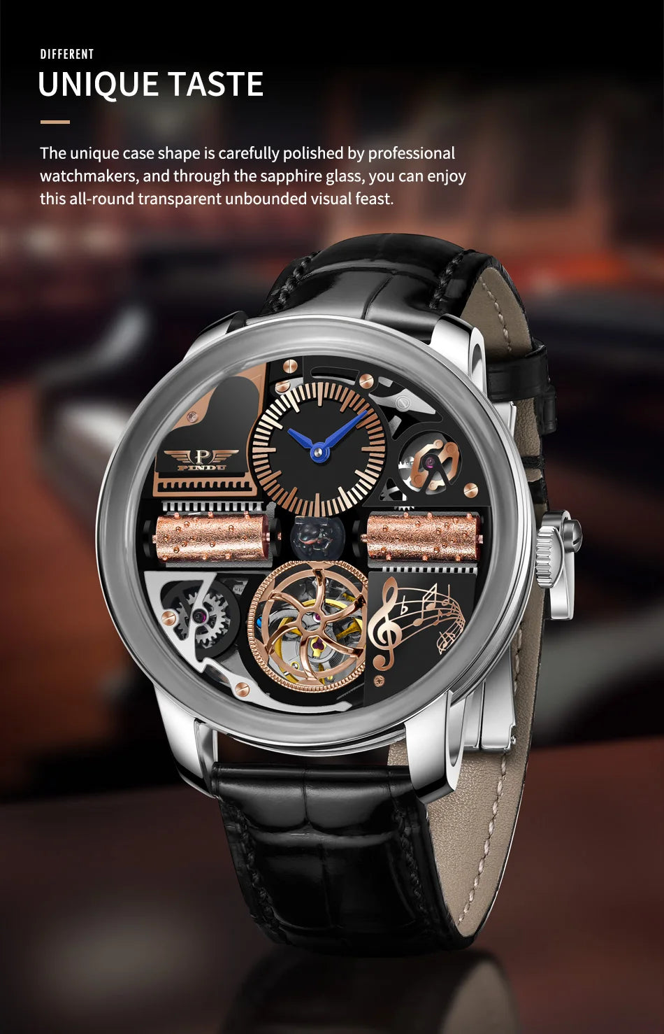 PINDU Design Nuovi orologi di lusso da uomo Business Fashion Orologi da polso meccanici automatici Orologio da uomo impermeabile Reloj Hombre P6655