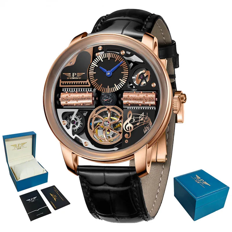 PINDU Design Nuovi orologi di lusso da uomo Business Fashion Orologi da polso meccanici automatici Orologio da uomo impermeabile Reloj Hombre P6655