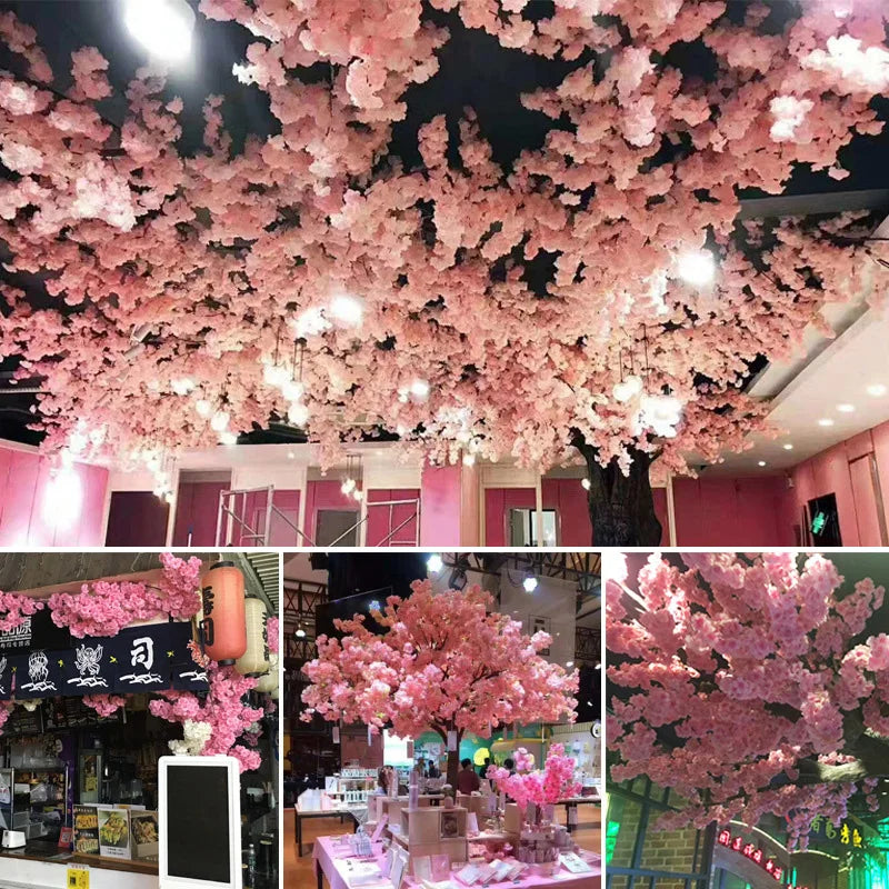 Artificial Cherry Branches Three Pronged Encrypted Peach Cherry Blossom Branch Wedding Arch Activity Living Room Home Decoration