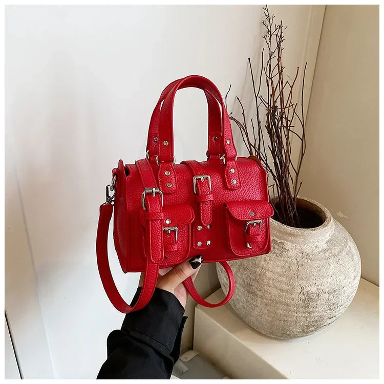 Borsa a Tracolla Stile Retrò Europeo e Americano, Borsa a Spalla Singola con Motivo Lychee, Borsa Messenger da Donna