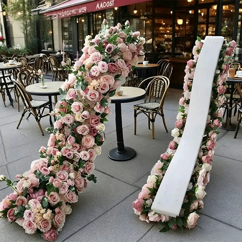 5D Luxury Artificial Flowers Wedding Decoration Table Long Runner Flower Row Floral Backdrop Arrangement Wall Arch Decor Props