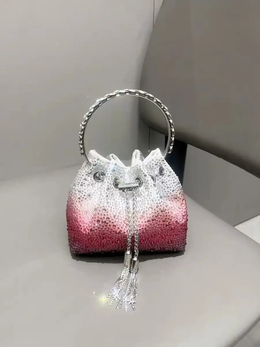 Borsa da donna di design di lusso Borsa con pochette con diamanti lucidi glitterati Borsa per banchetti per feste di nozze Borsa da sera con strass di cristallo