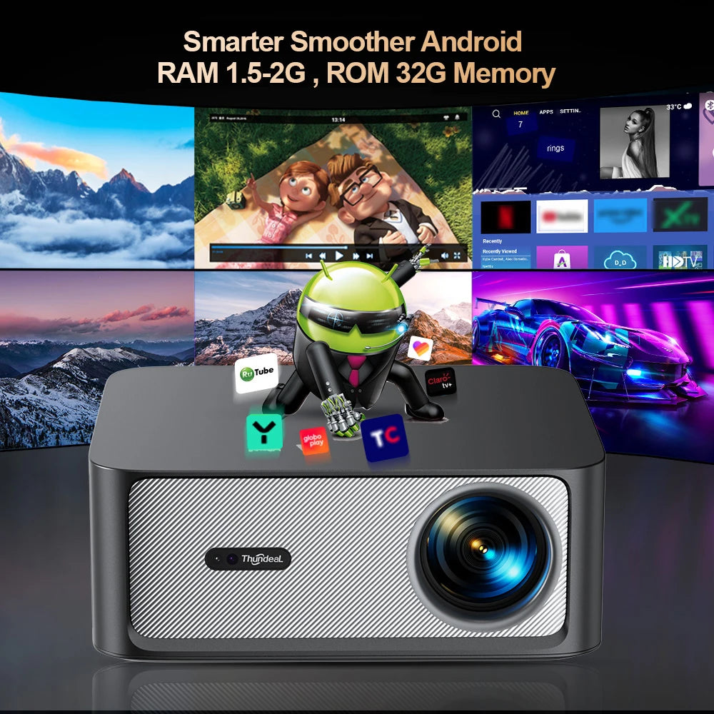  ThundeaL 4K TD98Pro 2G 32G Full HD 1080P Portable Projector Android WiFi 3D Video Projector Samrt TV Cinema Home Outdoor Game