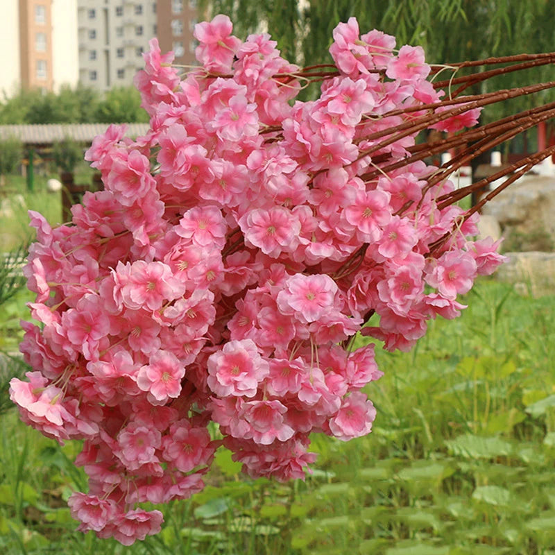 Artificial Cherry Branches Three Pronged Encrypted Peach Cherry Blossom Branch Wedding Arch Activity Living Room Home Decoration