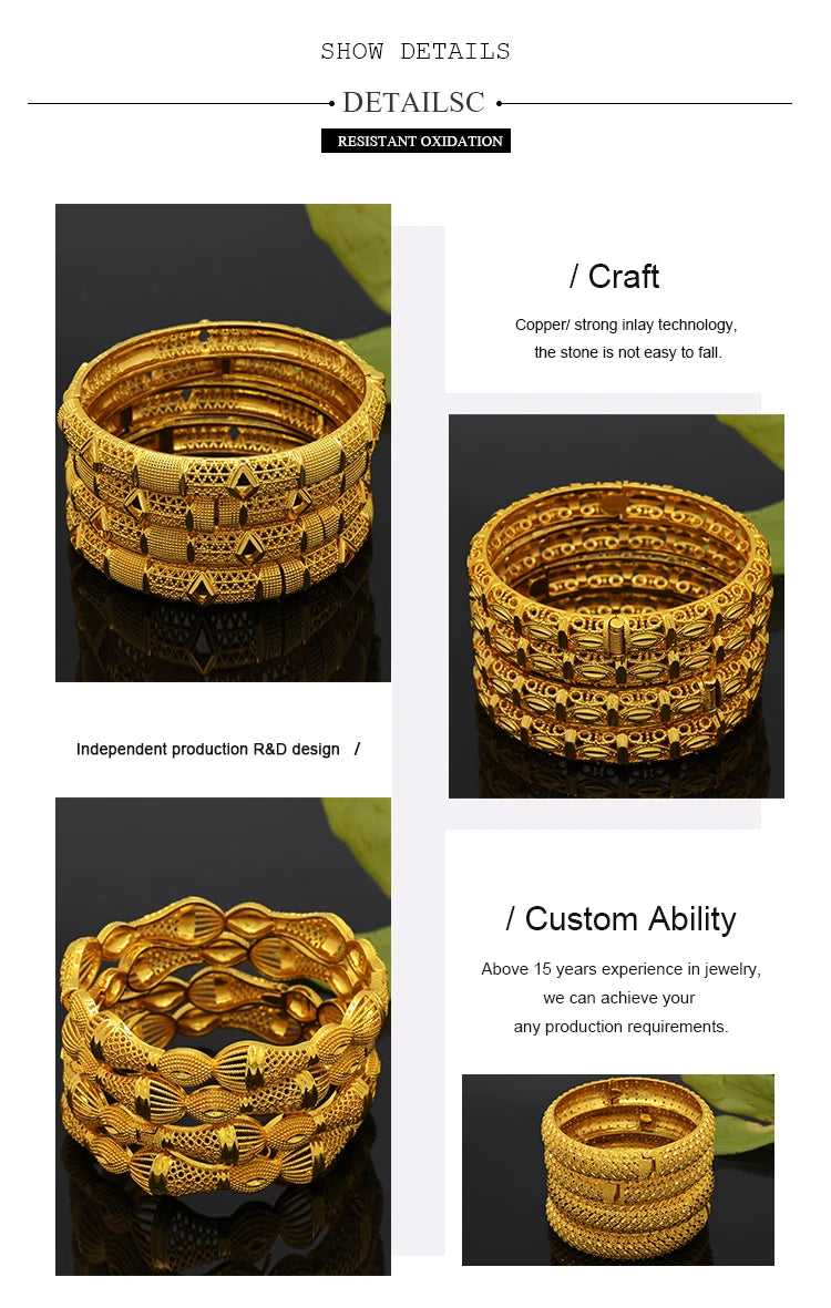 ANIID Luxury Dubai braccialetti Color oro per le donne braccialetti africani indiani placcati in oro 24 carati Charm Wedding gioielli arabi etiopi