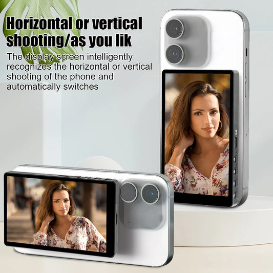Wireless Vlog Mobile Magnetic Selfie Screen Using Phone Rear Camera for Selfie Vlog or Live Stream Compatible.