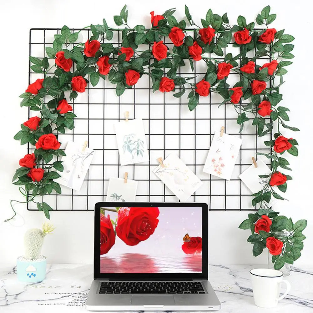 230cm Artificial Flowers Plants Rose Christmas Garland for Wedding Home indoor Outdoor Wall Decoration Garden Diy Birthday Party
