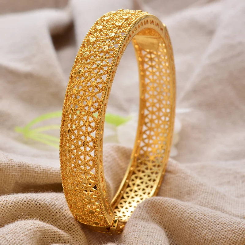 Bracciali Placcati Oro in Stile Dubai per Donne, Gioielli di Lusso per Matrimoni Arabi