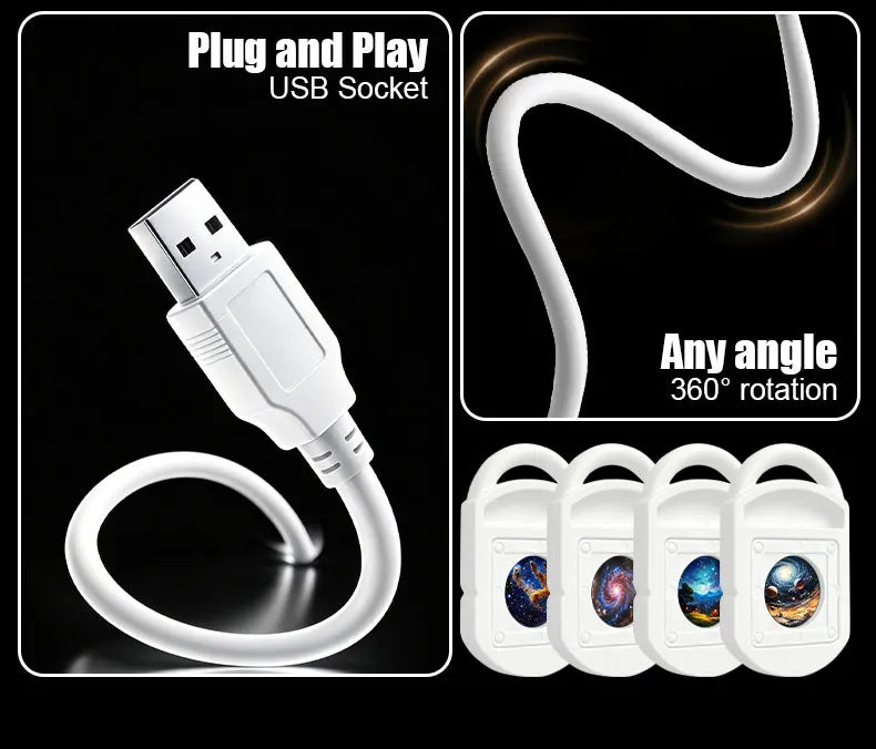 Explosive USB Starry Sky Projection Light for Car Interior, Home, Bedroom, Nightlight, Romantic Galaxy Atmosphere Light