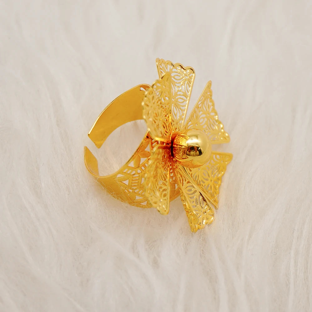 Bracciale color oro Dubai con anello per donna Bracciale con polsino a catena con ciondoli Bracciale indiano Arabo Francia Regali di gioielli da sposa