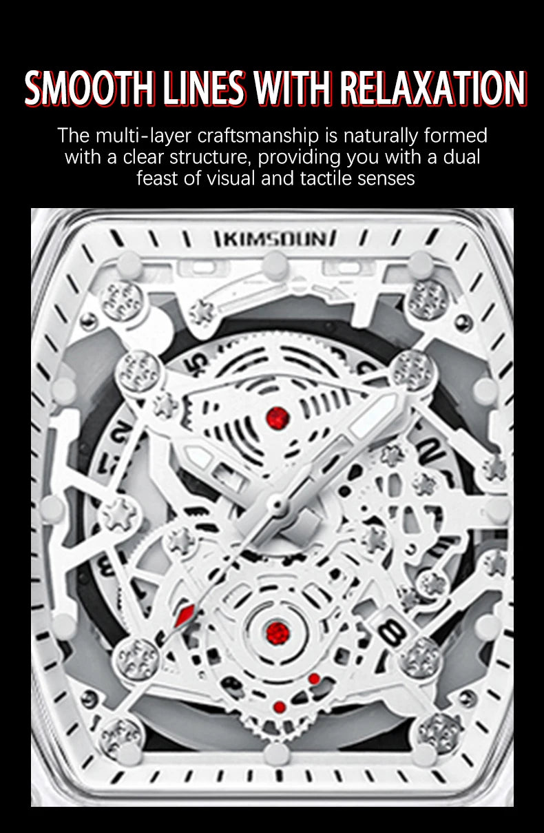 UTHAI BK134 Orologio da Uomo alla Moda a Forma di Botte Trasparente Impermeabile al Quarzo Orologio Sportivo Regalo per Uomo
