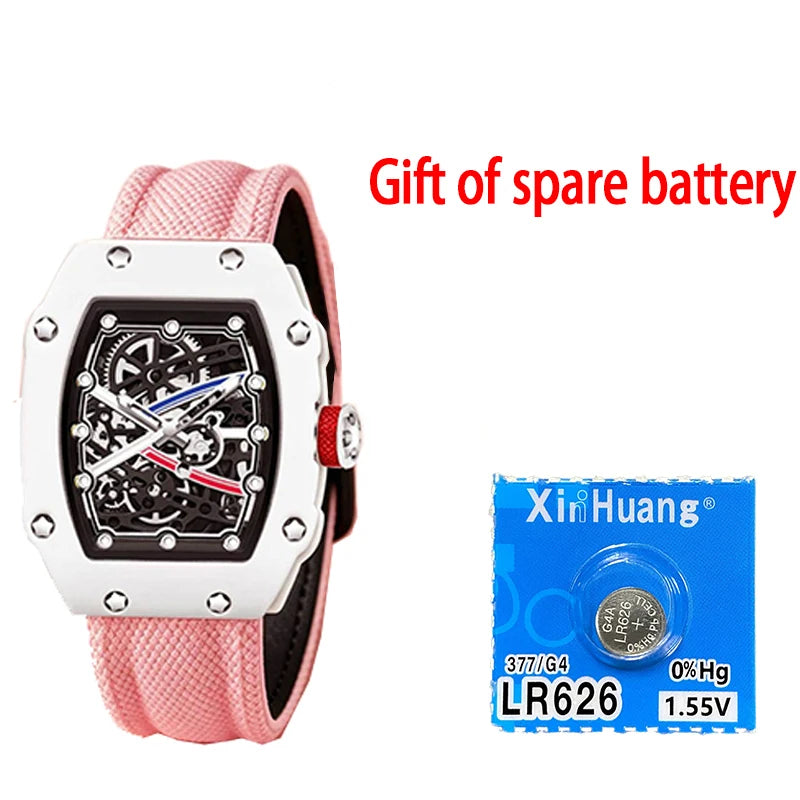 Nuovo orologio sportivo al quarzo alla moda per uomo e donna, serie Ultra-Thin Barrel, trendy e alla moda, con display luminoso, cinturino in silicone, movimento al quarzo elettronico, adatto per uomo, regalo ideale per San V