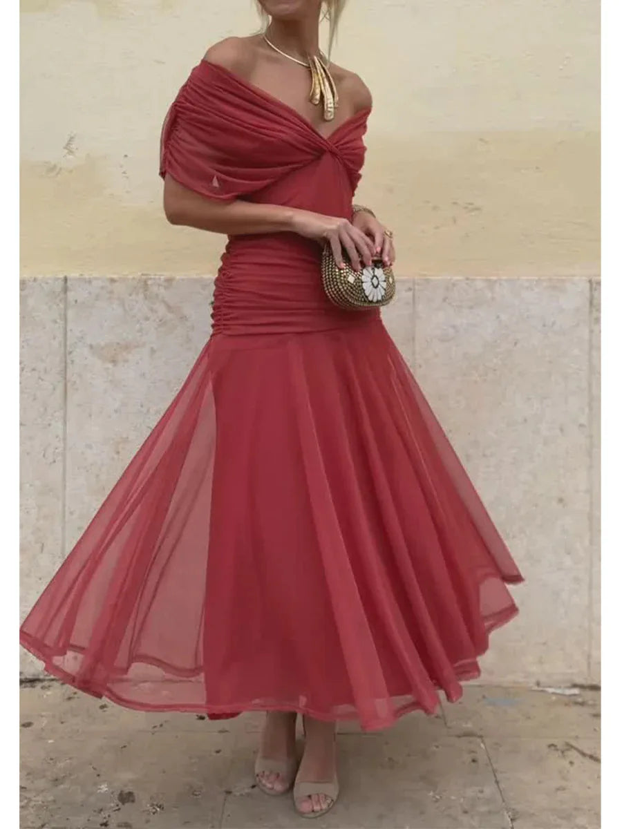 Abito Midi Estivo da Donna con Stampa in Rete e Spalline Sottili, Casual per Feste, Taglie EU e US