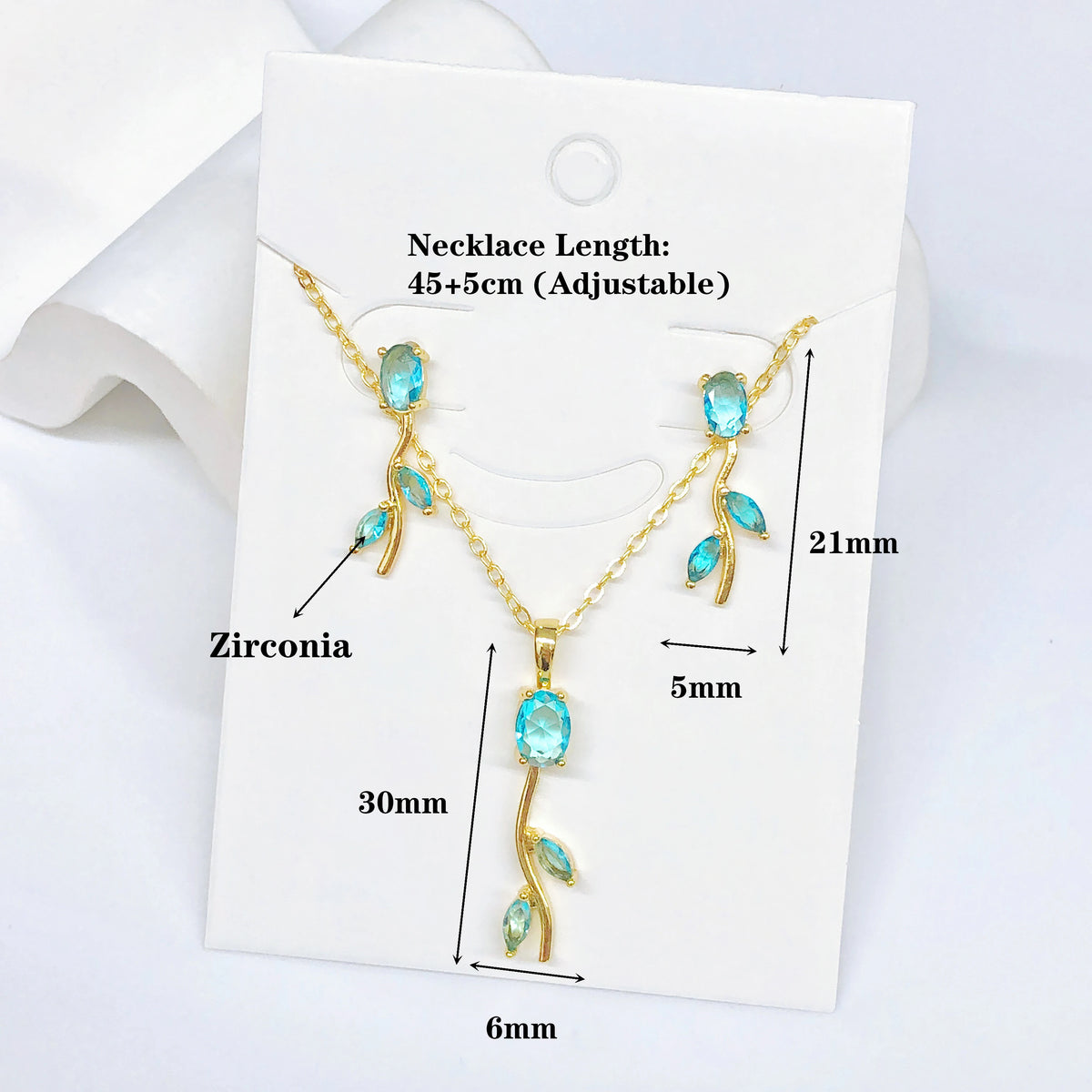Set di Gioielli 3 Pezzi Lussuoso con Bracciale, Collana e Orecchini a Foglia, Vite e Fiore in Cristallo e Strass, Colorato e di Tendenza, per Donna, Regalo per Feste