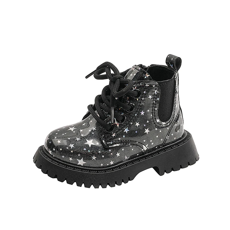 Stivali autunnali per bambini piattaforma Glimmer a stella stivali per bambini belli per il tempo libero moda Unisex alla caviglia-scarpe comode per ragazze dei ragazzi 21-30