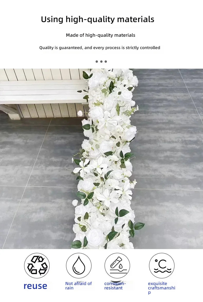 Event Table Floral Strip Silk Flower Row Wedding Backdrop Wall Decor Runner Arrangement Party Arch Deco Floral Celebration Props