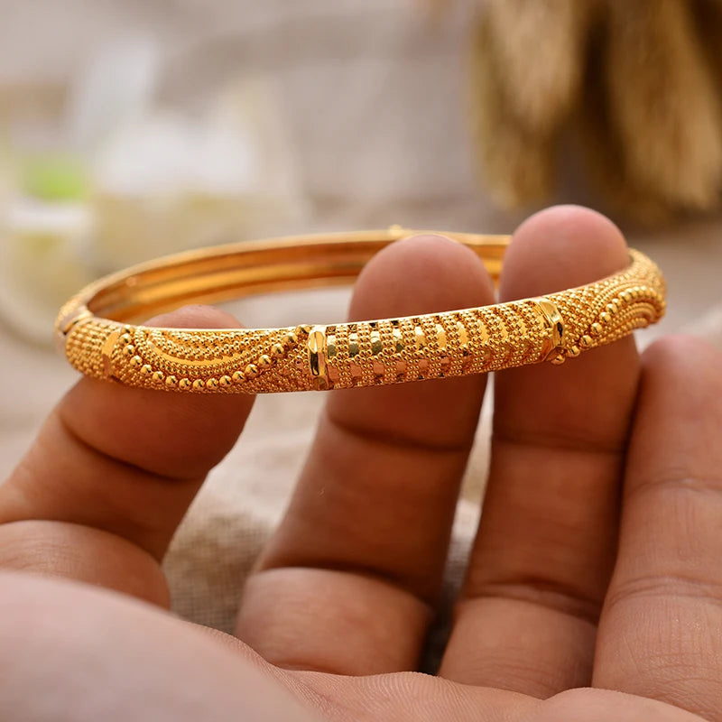 Bracciali Placcati Oro in Stile Dubai per Donne, Gioielli di Lusso per Matrimoni Arabi