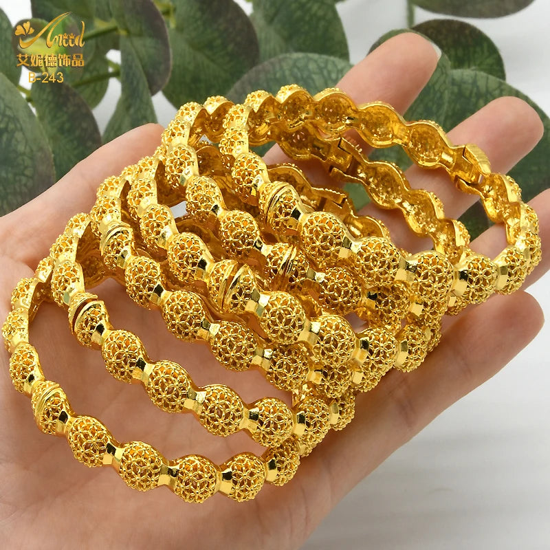 Braccialetti donna africana Dubai Color oro 24k bracciale gioielli indiani per le donne braccialetti arabi con ciondoli da sposa marchio di lusso