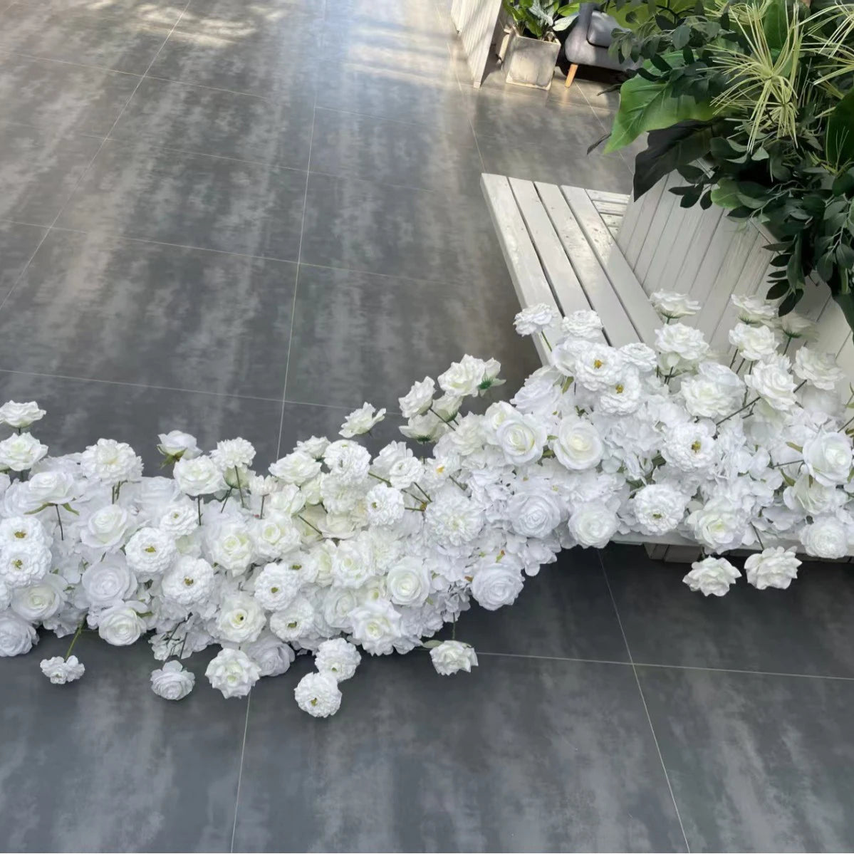 Custom Artificial Flowers Strips Arrangement Event Backdrop Arch Decor Wall Hanging Floral Row Table Sofa Runner Wedding Props